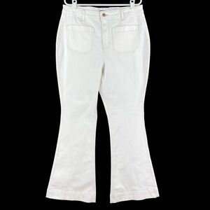 Sonoma Women's Flare Leg Ivory/Ecru Pants Size 16 Stretch High Rise NWT